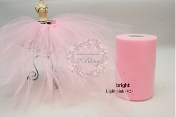 Bright light pink (Candy Pink) - Premium Soft Nylon Tulle roll 6 inch wide 100 yards length